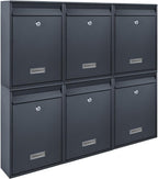 Zedelmaier Mehrfamilienhaus personalisiert 6er Briefkastensysteme DIN C4 Briefkastenanlage Briefkästen Wandbriefkasten Postkasten inkl. 4 Schlüsseln 26x35x8,5cm Anthrazit XL