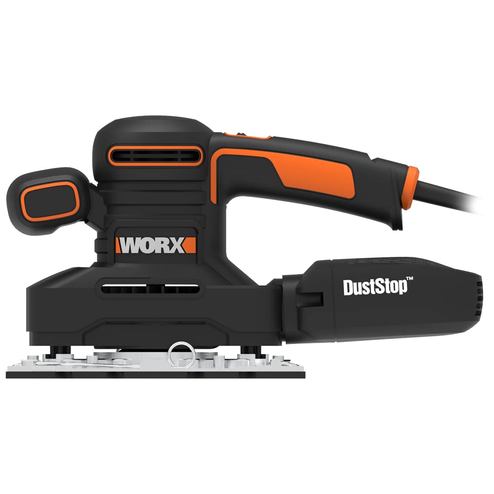 WORX WX641 Schwingschleifer 250 W – Handlicher Schleifer mit DUSTSTOP Mikrofilter für ein sauberes Arbeiten – Großer Schwingkreis & einfache Bedienung