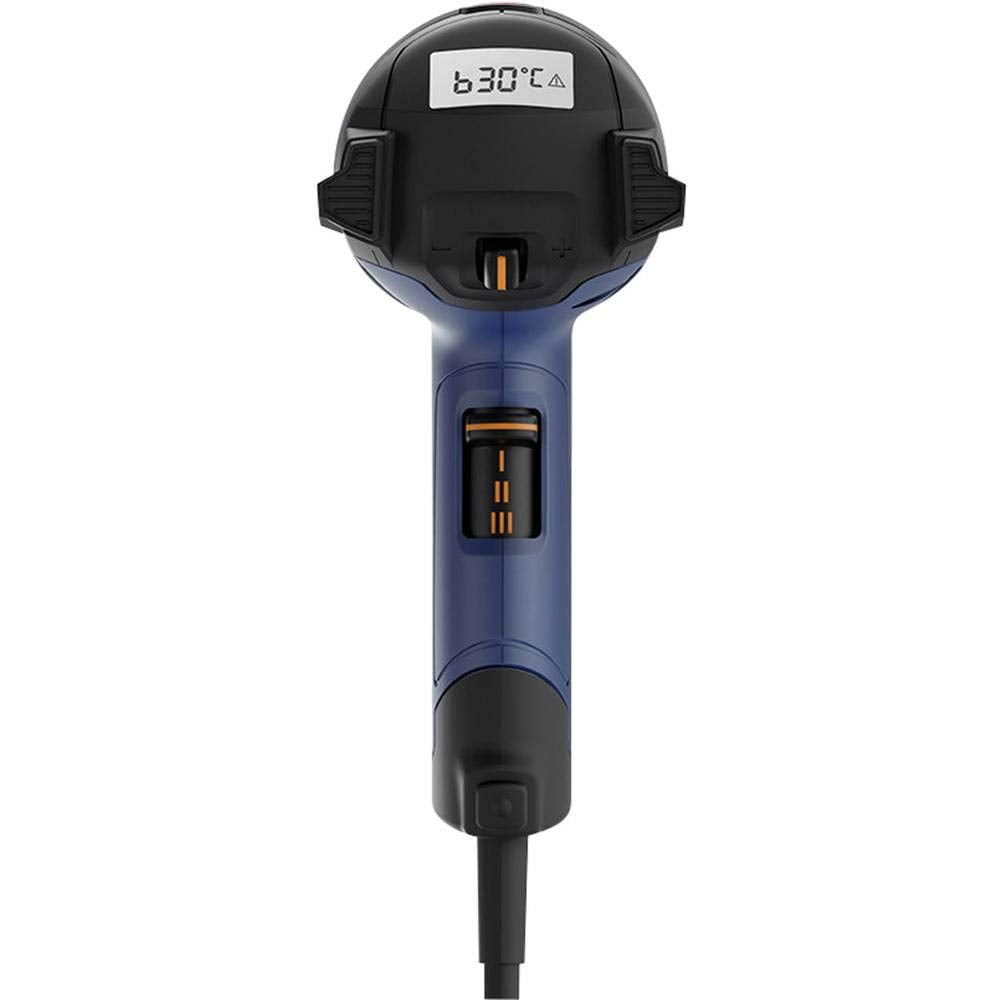 Steinel Heißluftpistole HL 2020 E im Koffer, Inkl. 9mm Reduzierdüse, 2200 W Heißluftfön, LCD-Display, 80°-630°C, Blau