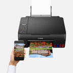 Canon PIXMA G650 MegaTank Drucker Tintenstrahldrucker Scanner Kopierer (4.800 x 1.200 dpi, Fotodrucker 10x15 cm,, LC Display, WLAN, Wireless Printing, Auto Power On/Off) schwarz