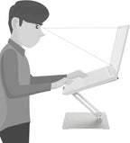 Amazon Basics Verstellbarer ergonomischer Laptopständer mit Wärmeabzug, stufenlose Höhen- und Winkelverstellung, ideal für einen Laptop bis 43,9 cm (17,3 Zoll), 27.9 x 23 x 5.6 cm, Silber