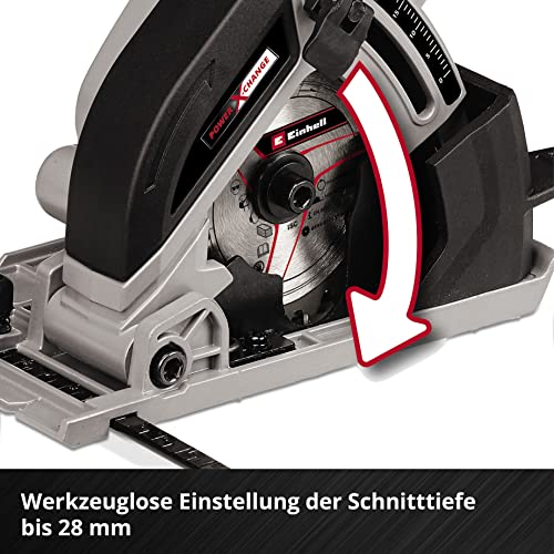 Einhell Akku-Mini-Handkreissäge TE-CS 18/89 Li - Solo Power X-Change (Lithium-Ionen, werkzeuglose Einstellung d. Schnitttiefe, hochwertiger Sägetisch, ohne Akku und Ladegerät)