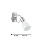 EGLO Steckdosenspot Dakar 3, Steckerleuchte, Steckdosenlampe aus Metall in Nickel-matt, Chrom und Kunststoff in Weiß, Lampe mit Schalter, E14 Fassung