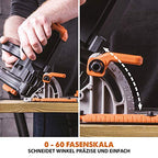 Evolution Handkreissäge R185CCS Kreissäge Tauchsäge 1600W Inkl. Ø 185 mm HM-Sägeblatt Mehrzweck Multi-Material-Schneiden Holz, Aluminium, Stahl, Kunststoff | Scie Circulaire mit Führungsschiene