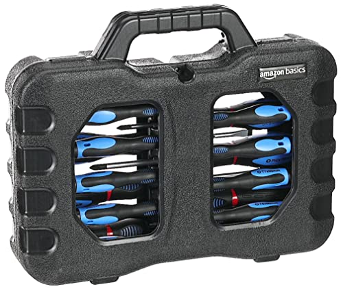 Amazon Basics Schraubendreher-Set, 58 Stück, Präzisions-Schlitze, Kreuzschlitz, Torx, Schwarz