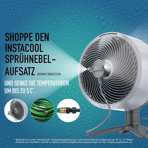 Shark FlexBreeze TableMate Akku-Ventilator, innen & außen, ≤24h Laufzeit, Hochgeschwindigkeits-Kühlung, 20 m Reichweite, leise & langlebig, 5 Geschwindigkeiten, Oszillation, Fernbedienung FA150EU