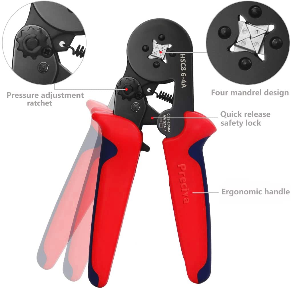 Crimpzange Set, Preciva Aderendhülsenzange mit 1200 Aderendhülsen Set I Aderendhülsenzange selbsteinstellend [Für 0,25-10mm²] I Krimpzange, Crimpzangen, Crimp Zange, Presszange