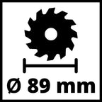 Einhell Mini-Handkreissäge TC-CS 89 (600 W, 7200 min^-1, 27 mm Schnitttiefe, 10 mm Sägeblattaufnahme, Spindelarretierung, TCT Sägeblatt, Parallelanschlag)