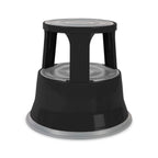 Floordirekt Rollhocker, Tritthocker, Elefantenfuß - Hocker aus Stahl bis 150kg Tragkraft für Büro oder Gewerbe - TÜV + GS geprüft (Schwarz, Metall)