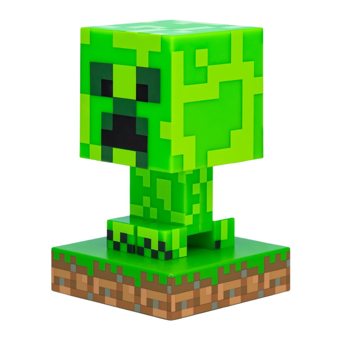 Minecraft Creeper Licht, 3D Lampe - Offiziell lizenziert, Nachtlicht - 12 cm hoch, Batteriebetrieben, Gaming-Raum & Schlafzimmerdeko, Grün