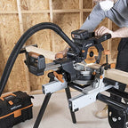 Evolution R185SMS-Li Akku-Gleitgehrungssäge mit Mehrzweck-Schneide, 45° Fasen-, 50° Gehrungsschnitte, 850 W – 185 mm TCT-Sägeblatt im Lieferumfang enthalten, 3 Jahre Garantie