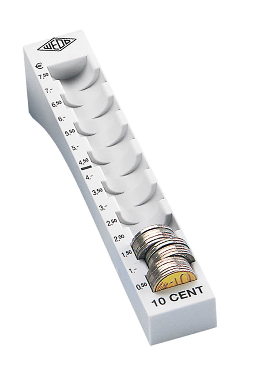 Wedo 161700837 Münzrillen-Komplett-Set (aus Kunststoff, 8 Stück, lose, 27,2 x 18 x 4,4 cm) lichtgrau