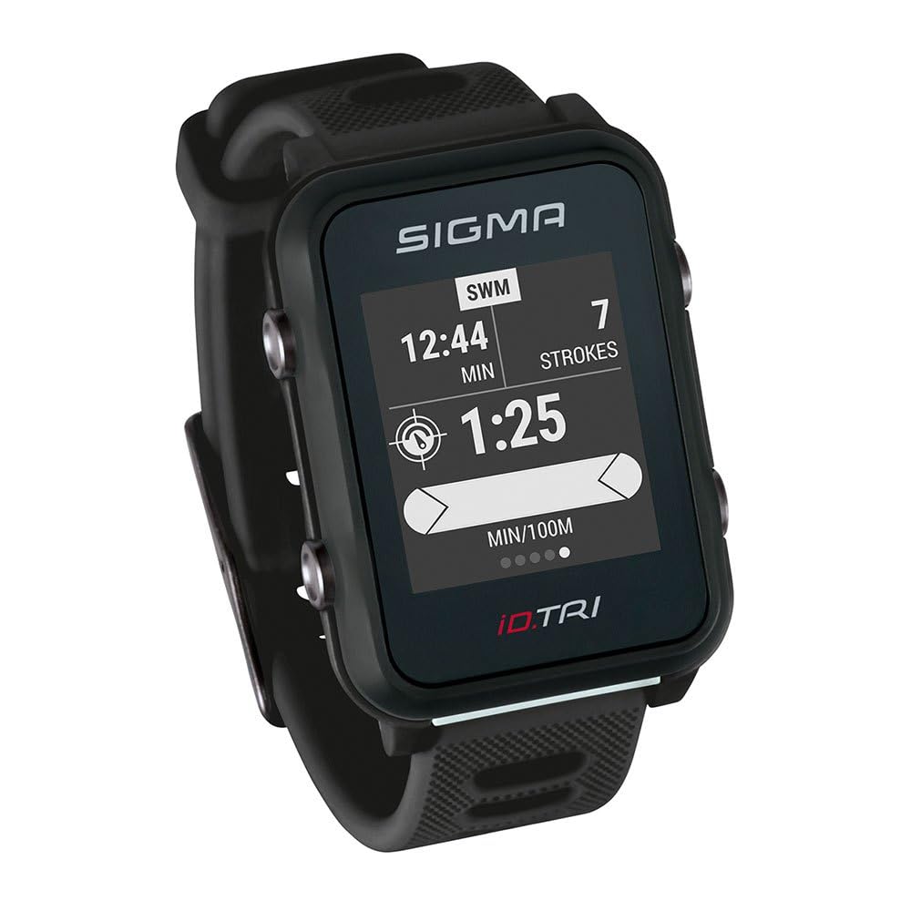 Sigma Sport iD.TRI GPS Triathlon-Uhr mit Trainings- und Wettkampffeatures, Navigation, Smart Notifications, leicht und wasserdicht, inkl. Fahrradhalterung