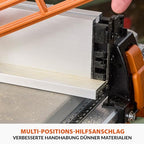 Evolution Power Tools R255TBL+ tischkreissäge, Tischsäge Tragbares Multi-Material-Sägeblatt im Lieferumfang enthalten Schneidet Holz Metall Kunststoff, 45˚ Fase, +/- 60˚ Gehrungswinkel, 1800w Motor