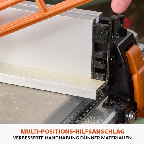 Evolution Power Tools R255TBL+ tischkreissäge, Tischsäge Tragbares Multi-Material-Sägeblatt im Lieferumfang enthalten Schneidet Holz Metall Kunststoff, 45˚ Fase, +/- 60˚ Gehrungswinkel, 1800w Motor