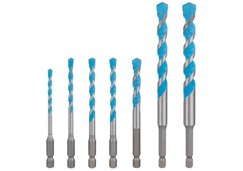 Bosch 7x EXPERT HEX-9 Multi Construction Bohrer-Set (für Beton, Weiche Fliesen, Ø 4-12 mm, Professional Zubehör Schlagbohrer, Schrauber, Bohrmaschine)