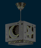 Dalber Lampe kinderzimmer, kinderlampe Pendelleuchte Hängelampe, Deckenleuchte Kinder, Deckenlampe kinderzimmer, Mond und Sterne Grau MoonLight, 63232E, E27