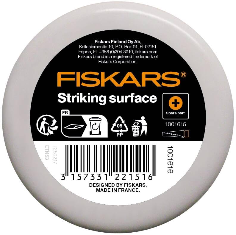 Original Fiskars Ersatz-Aufsatz mit Metallring für Dreh-Spaltkeil SAFE-T und Spalthammer SAFE-T X39, Weiß/Silber, 1001616