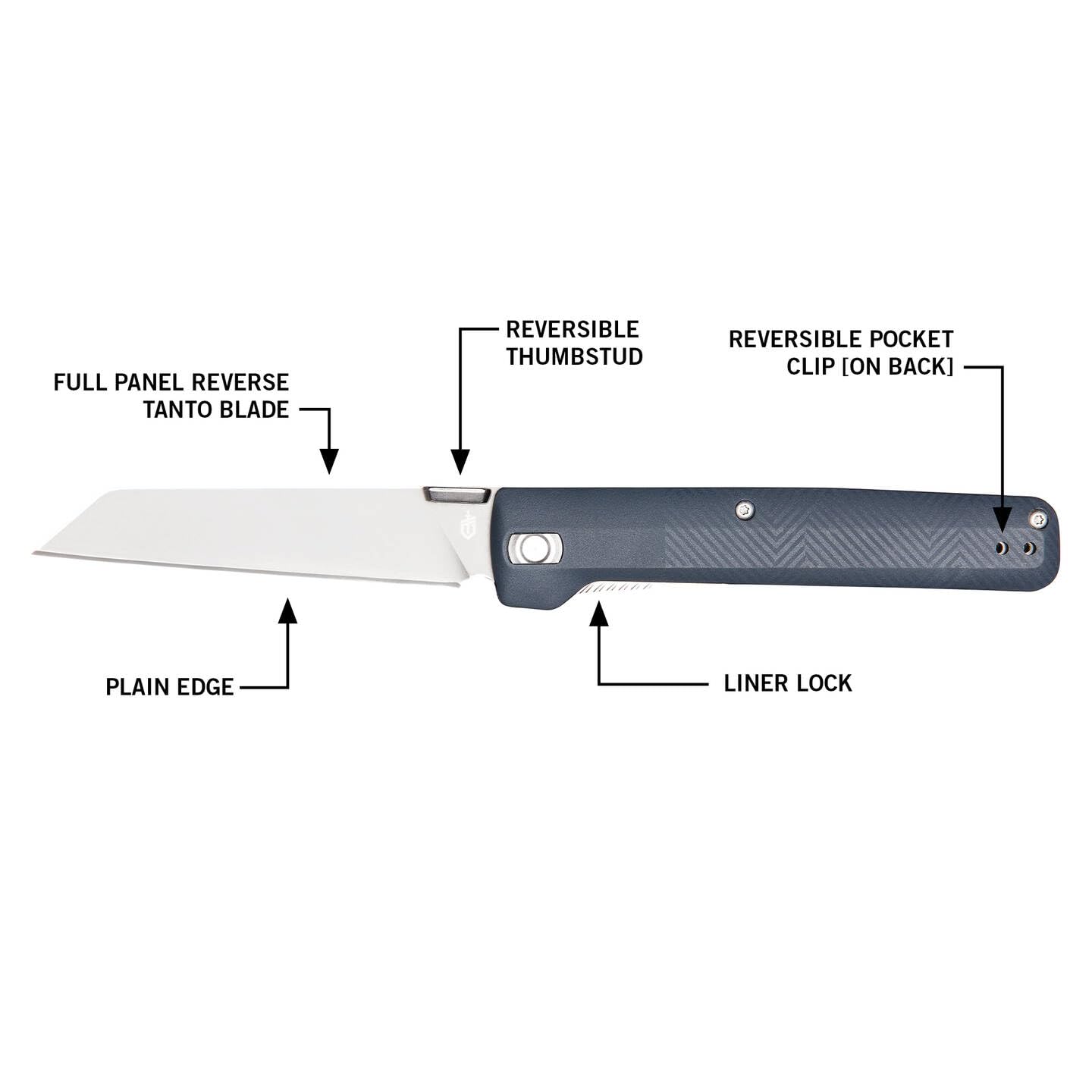 Gerber Taschenmesser mit Gürtelclip, Pledge, 7Cr17MoV Edelstahlklinge im Reverse-Tanto-Look, Griffschalen aus glasfaserverstärktem Nylon, Klingenlänge: 9,2 cm, 1067369