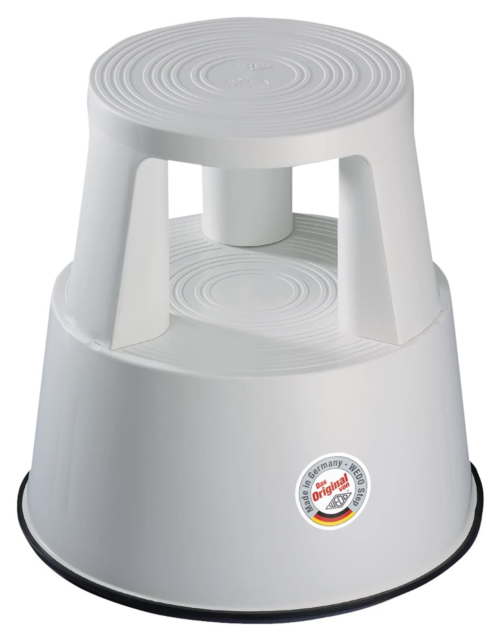 WEDO Rollhocker STEP aus bruchfestem Kunststoff - rollbarer Elefantenfuß Tritthocker, TÜV GS-geprüft, Made in Germany, rutschfest - Höhe ca. 43 cm, Tragkraft 150 kg, Farbe Lichtgrau