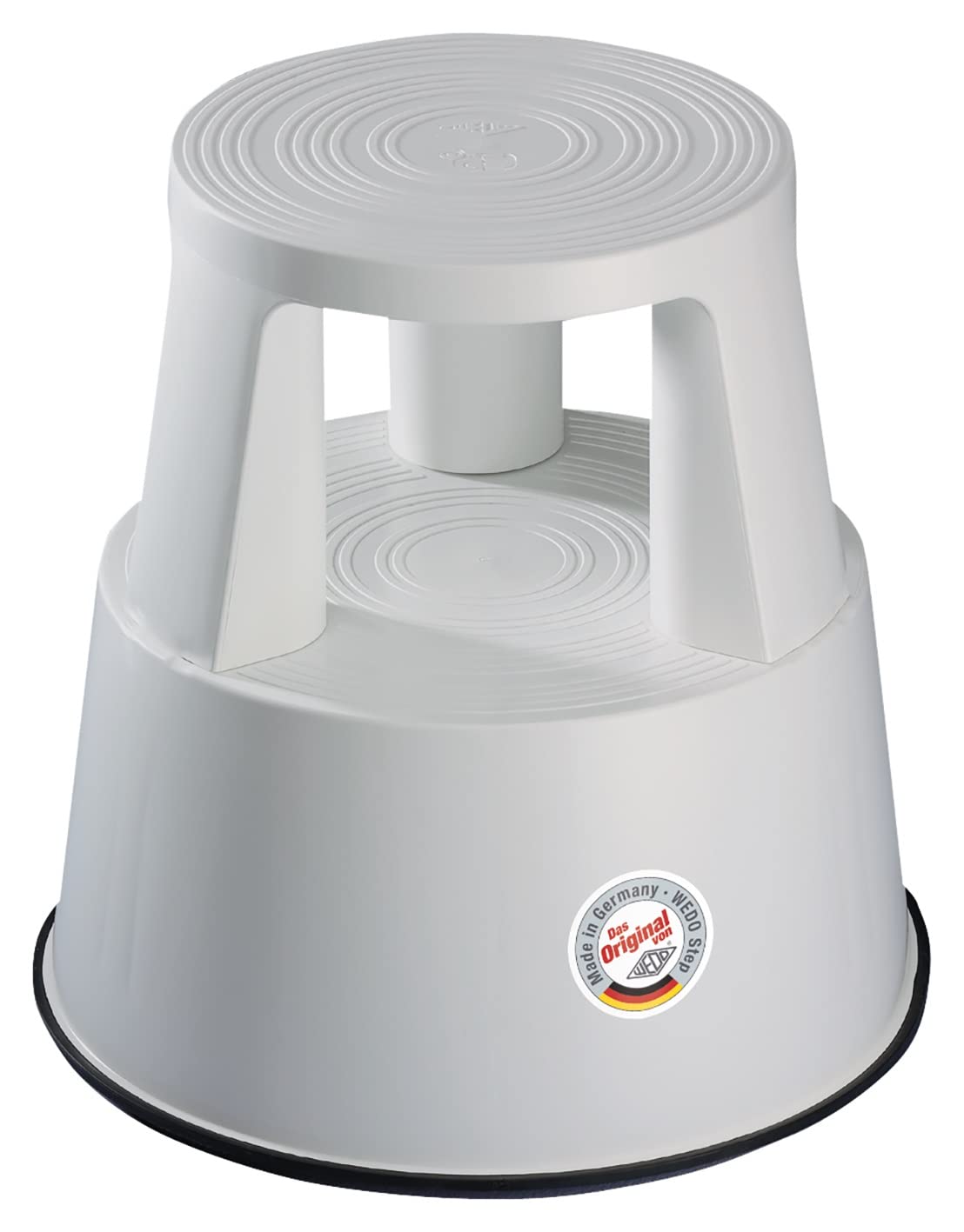 WEDO Rollhocker STEP aus bruchfestem Kunststoff - rollbarer Elefantenfuß Tritthocker, TÜV GS-geprüft, Made in Germany, rutschfest - Höhe ca. 43 cm, Tragkraft 150 kg, Farbe Lichtgrau