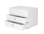 HAN Schubladenbox Allison SMART-BOX plus mit 2 Schubladen, Trennwand sowie Utensilienbox, inkl. Kabelführung, stapelbar, Büro, Schreibtisch, Küche, möbelschonende Gummifüße, 1100-12, hochglänzend weiß