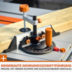 Evolution Power Tools R255TBL+ tischkreissäge, Tischsäge Tragbares Multi-Material-Sägeblatt im Lieferumfang enthalten Schneidet Holz Metall Kunststoff, 45˚ Fase, +/- 60˚ Gehrungswinkel, 1800w Motor