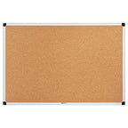 Amazon Basics Notizbrett aus Kork, Rechteckig Aluminumrahmen, 90 x 60 cm, silber