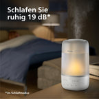Philips Smart Humidifier - kompakt und dennoch leistungsstark mit himmelhohem Nebel, Aromatherapie, leise mit Schlaffunktion und Nachtlicht, für (Schlaf-) Räume bis zu 38 m² (HU1509/00)