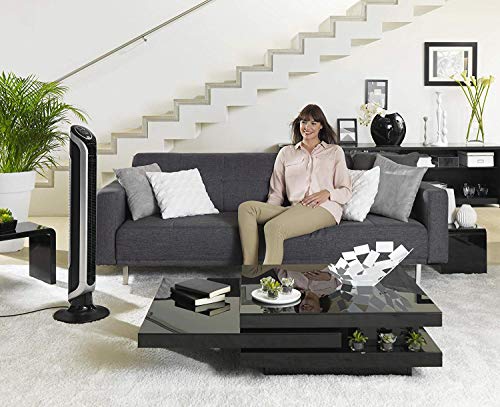 Rowenta VU6670 Eole Infinite, Turmventilator, Timer bis zu 8 Stunden, 3 Geschwindigkeiten, Fernbedienung, automatische Abschaltung, Piano Schwarz