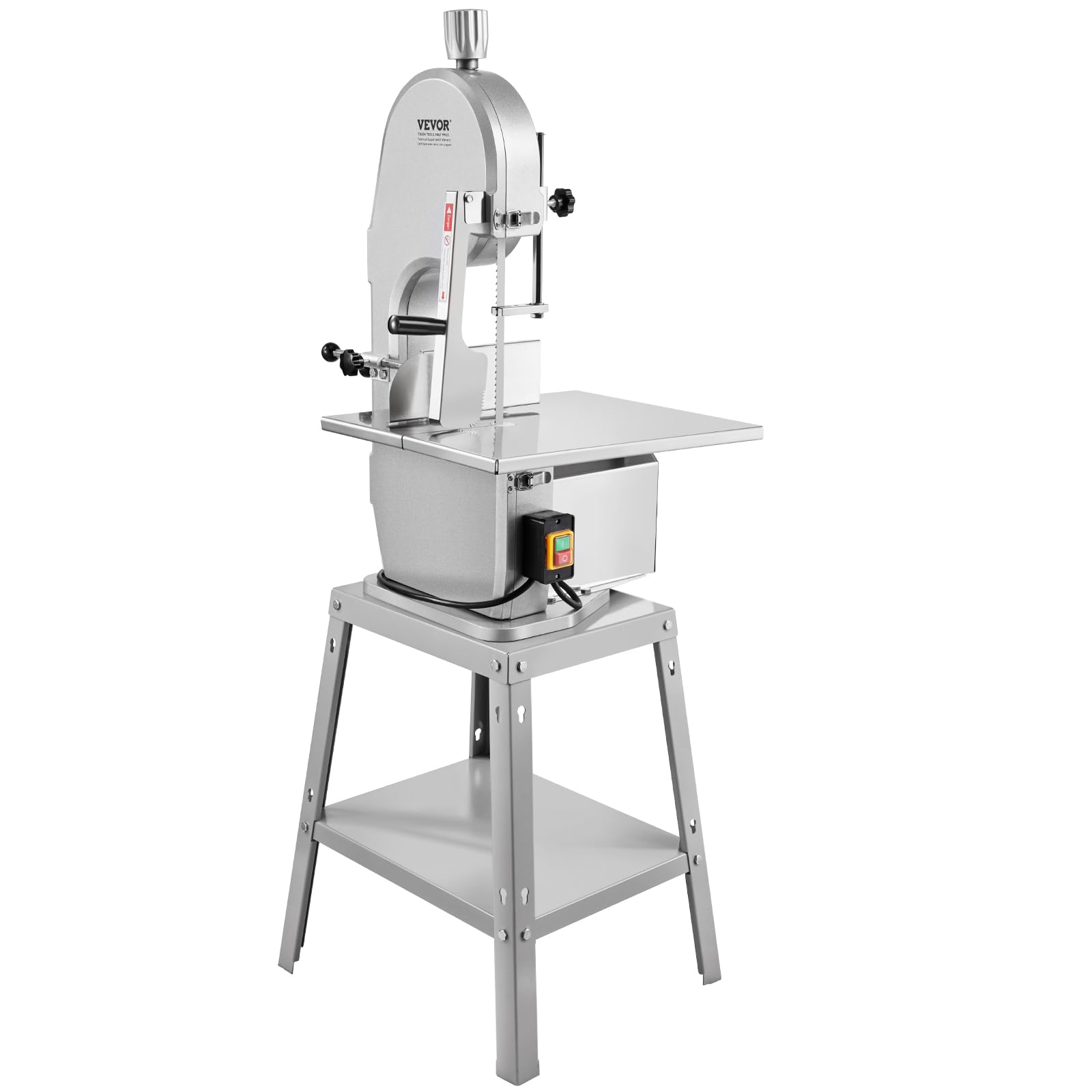 VEVOR Kommerzielle elektrische Fleischbandsäge Knochenschneidemaschine, 1800 W vertikale Knochensäge, 380 x 485 mm Werkbank, Gefrierfleischschneider mit Klinge für Rippchen, Schweinefleisch