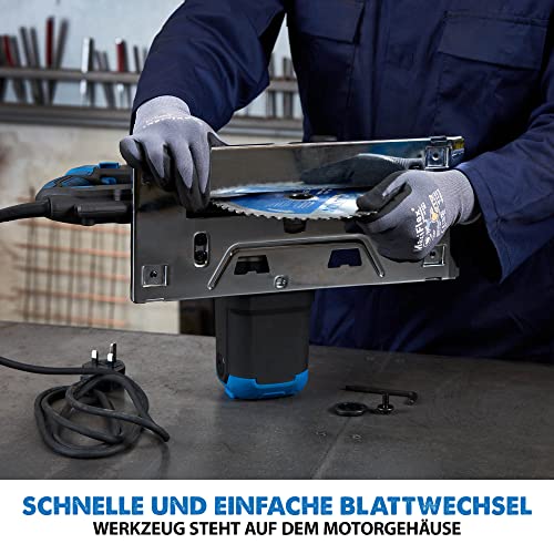 Evolution Metallkreissäge S210CCS | Kaltsäge Kreissäge Tauchsäge 1800W Inkl. Ø 210 mm HM-Sägeblatt Schneidet Baustahl, Metall | Schienenkompatibel Kaltkreissäge | Scie Circulaire mit Führungsschiene