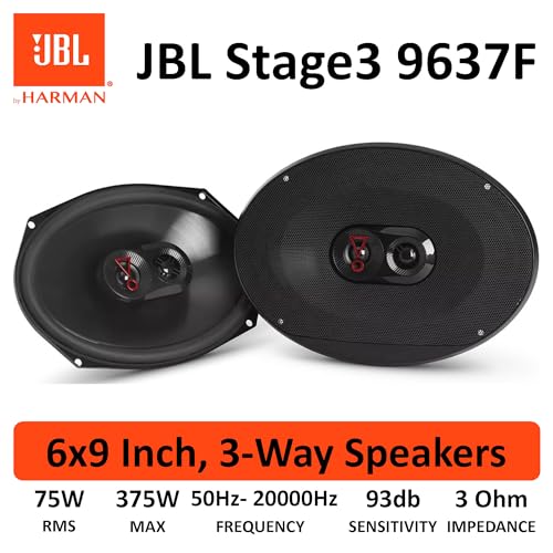 JBL Stage3 9637F 3-Wege Auto Lautsprecher Set von Harman Kardon ohne Gitter - 375 Watt KFZ Ovale Autolautsprecher Boxen - 6" x 9" (152 mm x 230 mm)