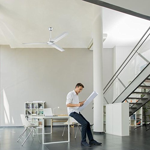 142 cm Deckenventilator Industrial 72501 mit drei Flügeln in silberfarbener Ausführung, Silber