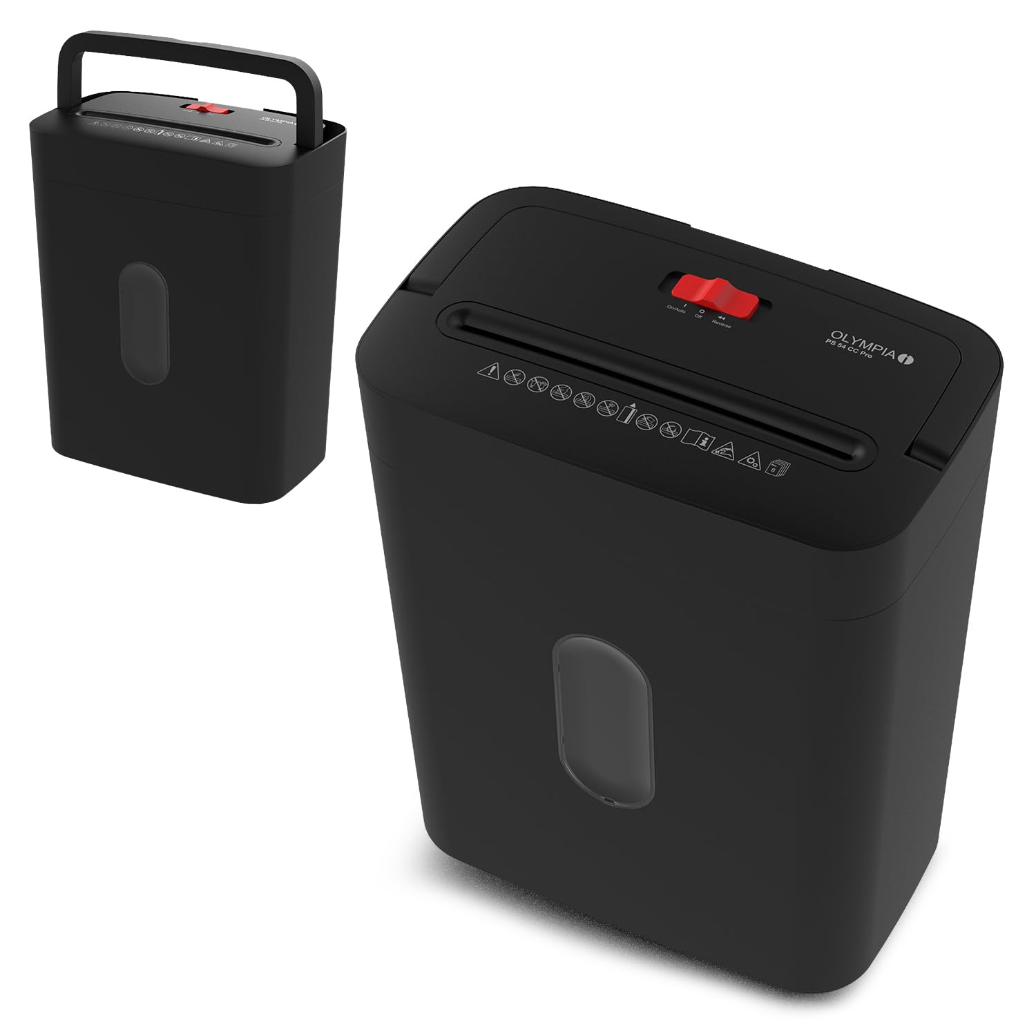 OLYMPIA PS 54 CC Pro Aktenvernichter | Papierschredder mit Partikelschnitt 4×38 mm | Schredder Aktenvernichter für Home Office | Shredder Papier 8-Blatt | Mit universal Aufsatz | Paper Shredder