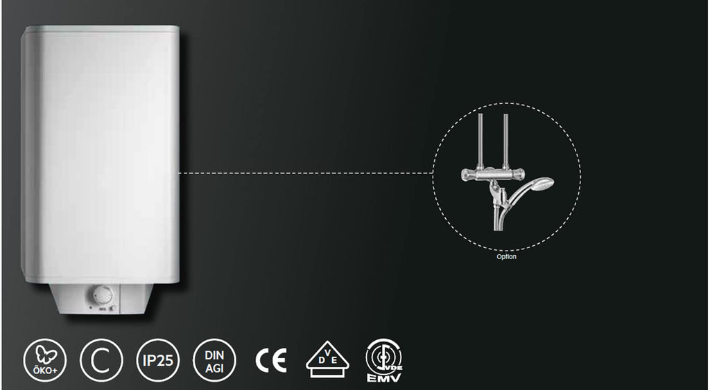 AEG Wandspeicher DEM 150 Basis, Warmwasserboiler 150 Liter, stufenlose Temperaturwahl, Schnellaufheiztaste, 230 V mit Stecker, VDE geprüft, 234201