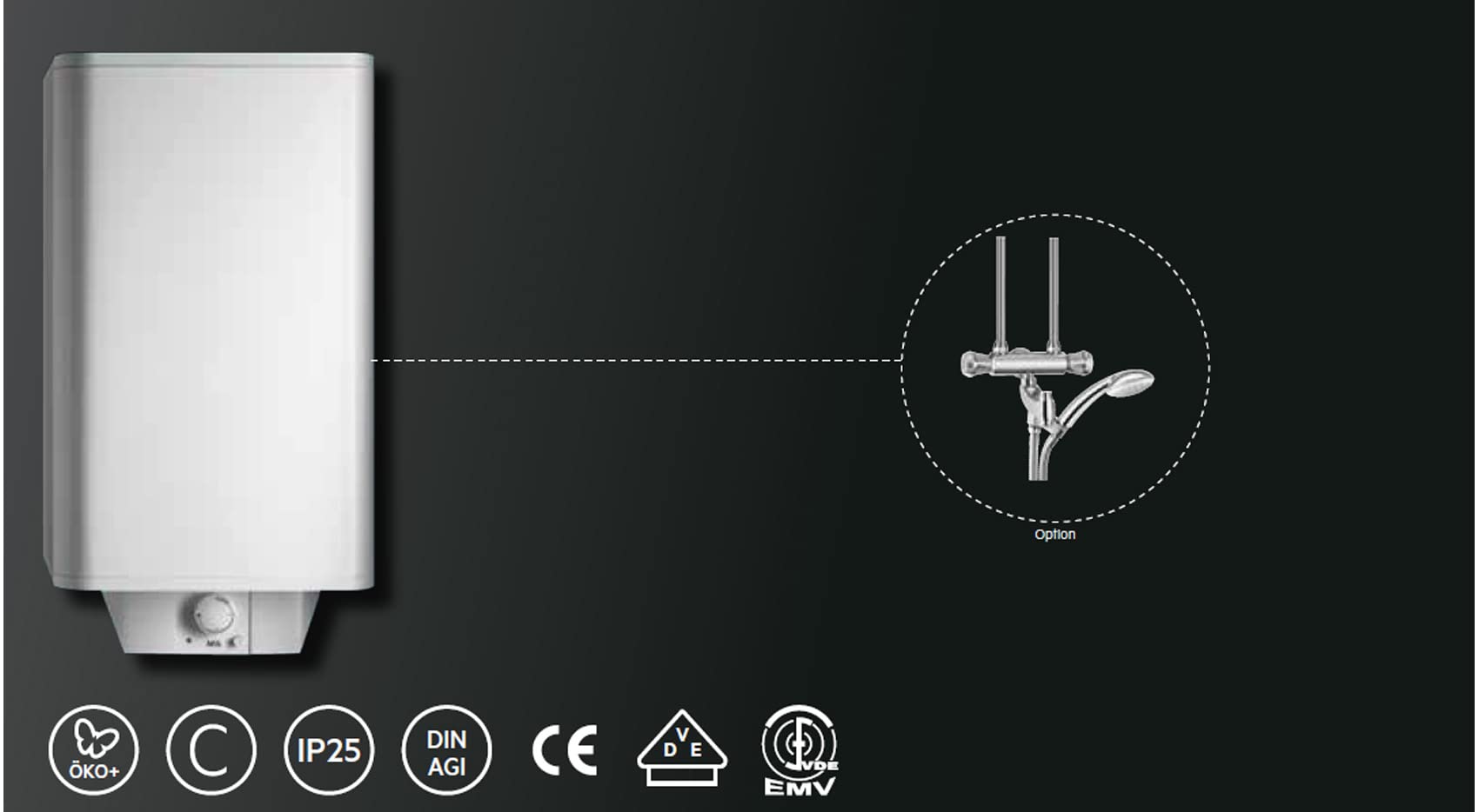 AEG Wandspeicher DEM 150 Basis, Warmwasserboiler 150 Liter, stufenlose Temperaturwahl, Schnellaufheiztaste, 230 V mit Stecker, VDE geprüft, 234201