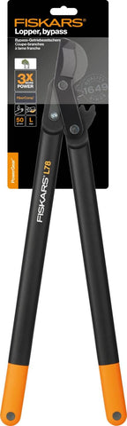 Fiskars PowerGear II Bypass-Getriebeastschere für frisches Holz, Antihaftbeschichtet, Gehärteter Präzisionsstahl, Länge: 70 cm, Schwarz/Orange, L78, 1000584