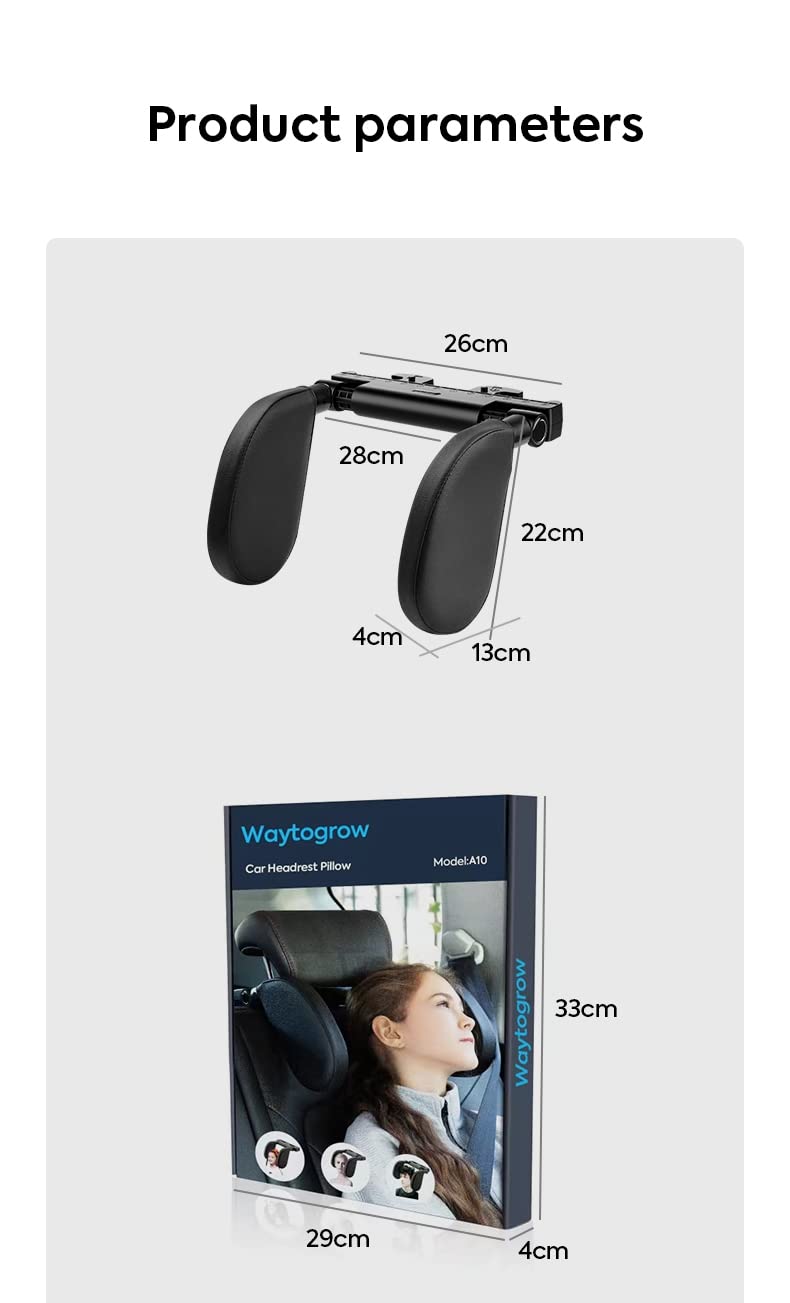 ZOKOE nackenkissen kinder kopfstütze auto kinder Schnelle Montage und Demontage in 1 Minute Atmungsaktiv und weich Stützt Kopf und Nacken Travel Sleep Seitenkissen für Erwachsene (Schwarz)