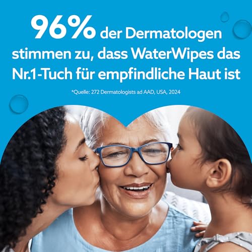 WaterWipes Sensitive+ Newborn & Baby Wipes, Feuchttücher für Neugeborene und Babys, 1080 Stück (18 Packungen), 3-in-1-Reinigung, Pflege, Schutz, 99,9% Wasser, parfümfrei
