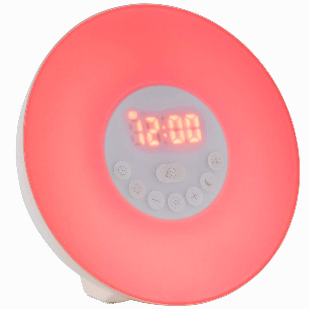 TFA Dostmann Tageslichtwecker Wake Up Light, 60.2019.02, Lichtwecker mit Sonnenaufgang, FM-Radio, 6 Wecktöne, Schlummerfunktion, weiß, Kunststoff, 170 mm