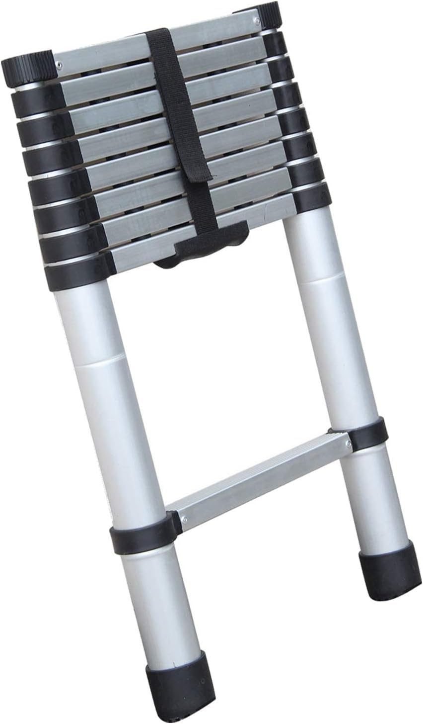 Teleskopleiter 2,6M/3,2M/3,8M/4,4M/5M Rutschfester Aluleiter Schiebeleiter Sprossenleiter, aus hochwertigem Aluminium, Ausziehleiter Teleskop-Design Mehrzweckleiter max 150 kg Belastbarkeit Silber