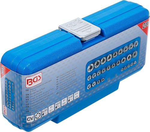 BGS 70099 | Steckschlüssel-Einsatz-Satz, E-Profil | Antrieb Innenvierkant 6,3 mm (1/4")/12,5 mm (1/2") | SW E4-E24 | 28-tlg.
