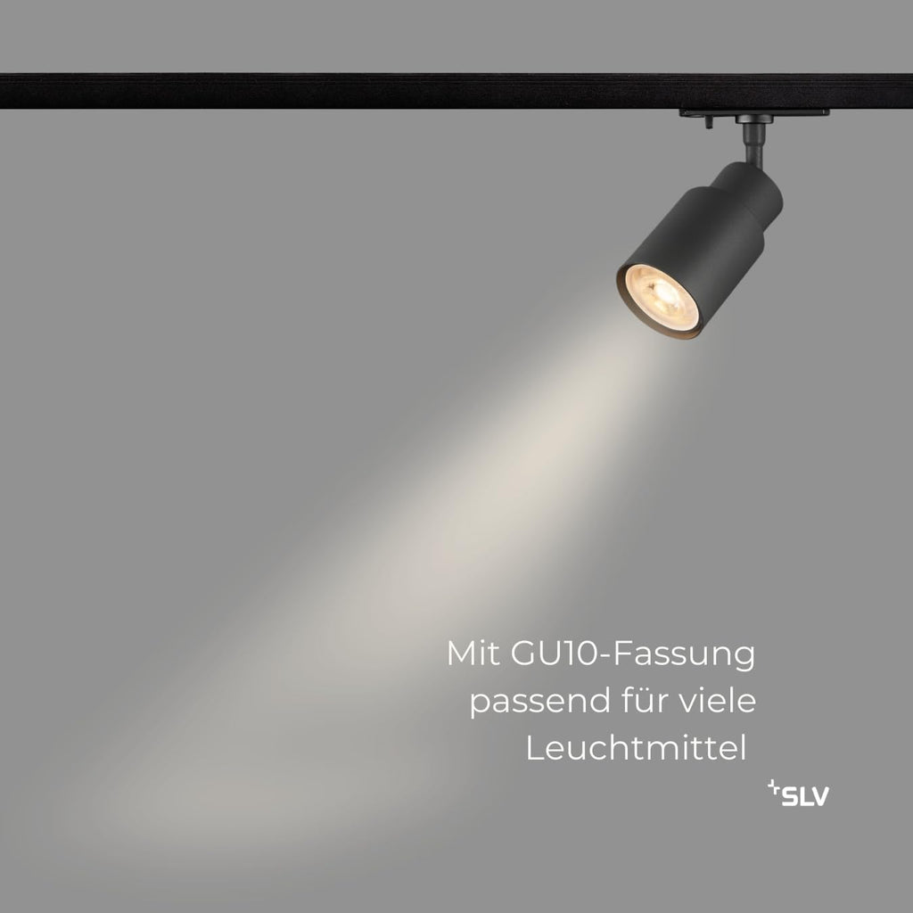 SLV PURI 2.0 TUBE, Schienenstrahler, für 1 Phasen Schienensystem, Schwarz