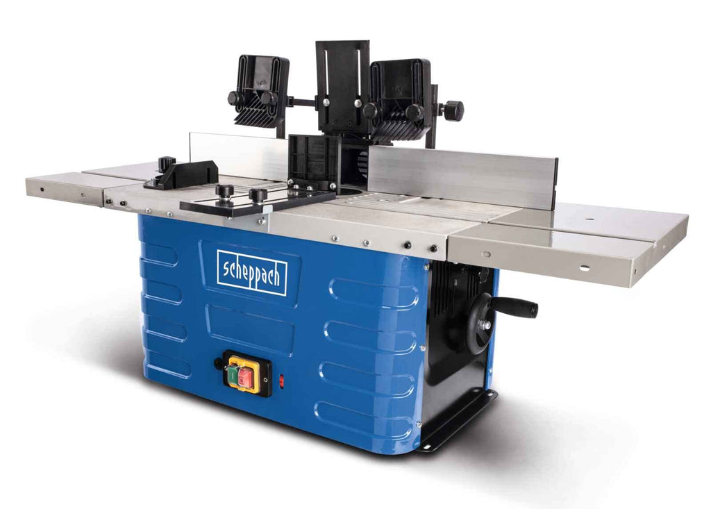 Scheppach Fräsmaschine HF60 Tischfräsmaschine | 230V 1500W | Spannzangen 6/8/12mm | Spindelhöhe max. 40mm | variable Drehzahlregulierung 11500 bis 24000 min-1 | inkl. Tischverbreiterungen