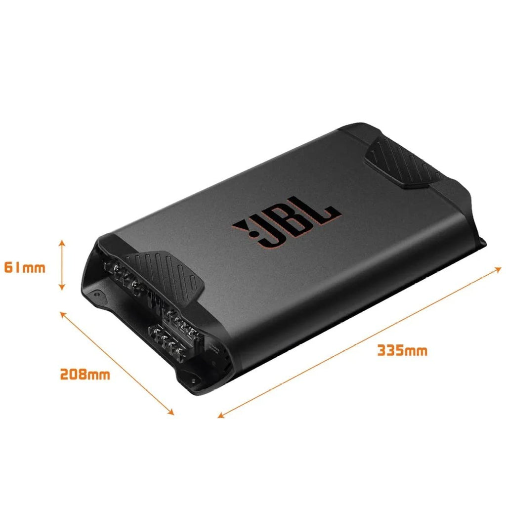 JBL Concert A704 4-Kanal Auto Verstärker 90W RMS×4 an 2Ω, 70W RMS×4 an 4Ω und 180W RMS×2 gebrückt, 1000W Peak, variablen 32–320Hz Filtern, High/Low Level Eingängen und kompakter Bauform für Fahrzeuge