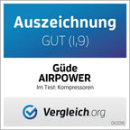 Güde Kompressor Airpower 190/08/6 (ölfrei, max. Druck 8 bar, Kessel 6 l, 1100 W, eff. Liefermenge 145 l/min, Druckminderer/Manometer/Kondensatablassschraube, inkl. 6-tlg. Zubehör, Testnote SEHR GUT)