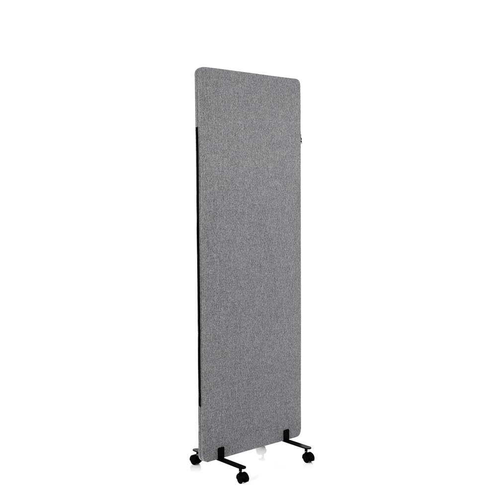 hjh OFFICE Mobile Akustik Trennwand einzeln 177 x 60 cm FLEXMIUT Stoff Dunkelgrau Raumteiler Mittelpanel mit Rollen & Gleiter 891007