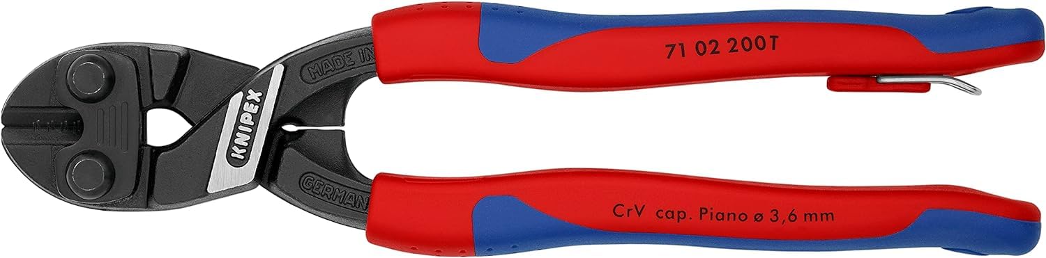 KNIPEX CoBolt Kompakt-Bolzenschneider mit schlanken Mehrkomponenten-Hüllen, mit integrierter Befestigungsöse zum, 71 02 200 T