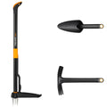 Fiskars Gartenwerkzeuge-Set, 3-teilig, Xact Unkrautstecher, Rostfreier Stahl/Kunststoff, Solid-Kombihacke und -Blumenkelle, Glasfaserverstärkter Kunststoff, Schwarz/Orange, 1077307